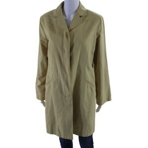 Carol Cohen Womens Button Front Notched Lapel Faux Duede Jacket Beige Medium